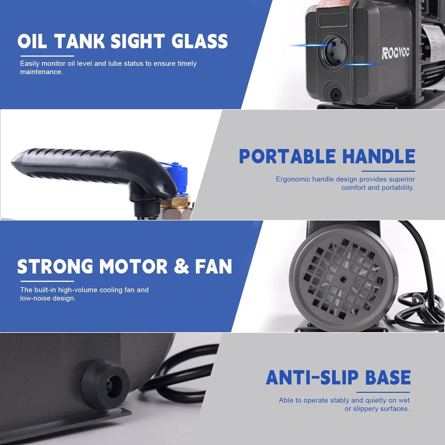 Bomba de vacío Rogvoc 3.5 CFM 110V para AC y HVAC