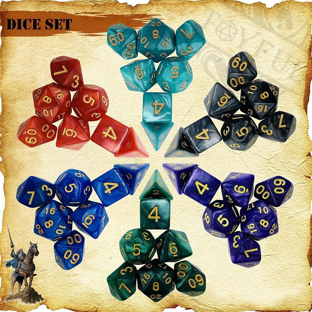 Juego de Dados Poliedricos PUGED 42 Pcs D&D RPG con Bandeja