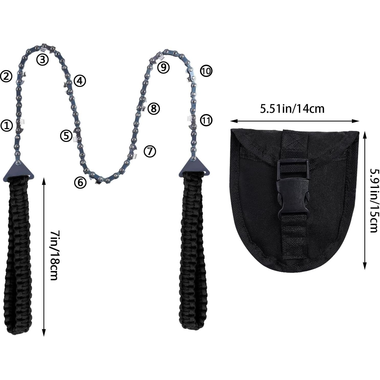 Sierra de Cadena Plegable Sucrain 61 cm Paracord Negro 11 Dientes