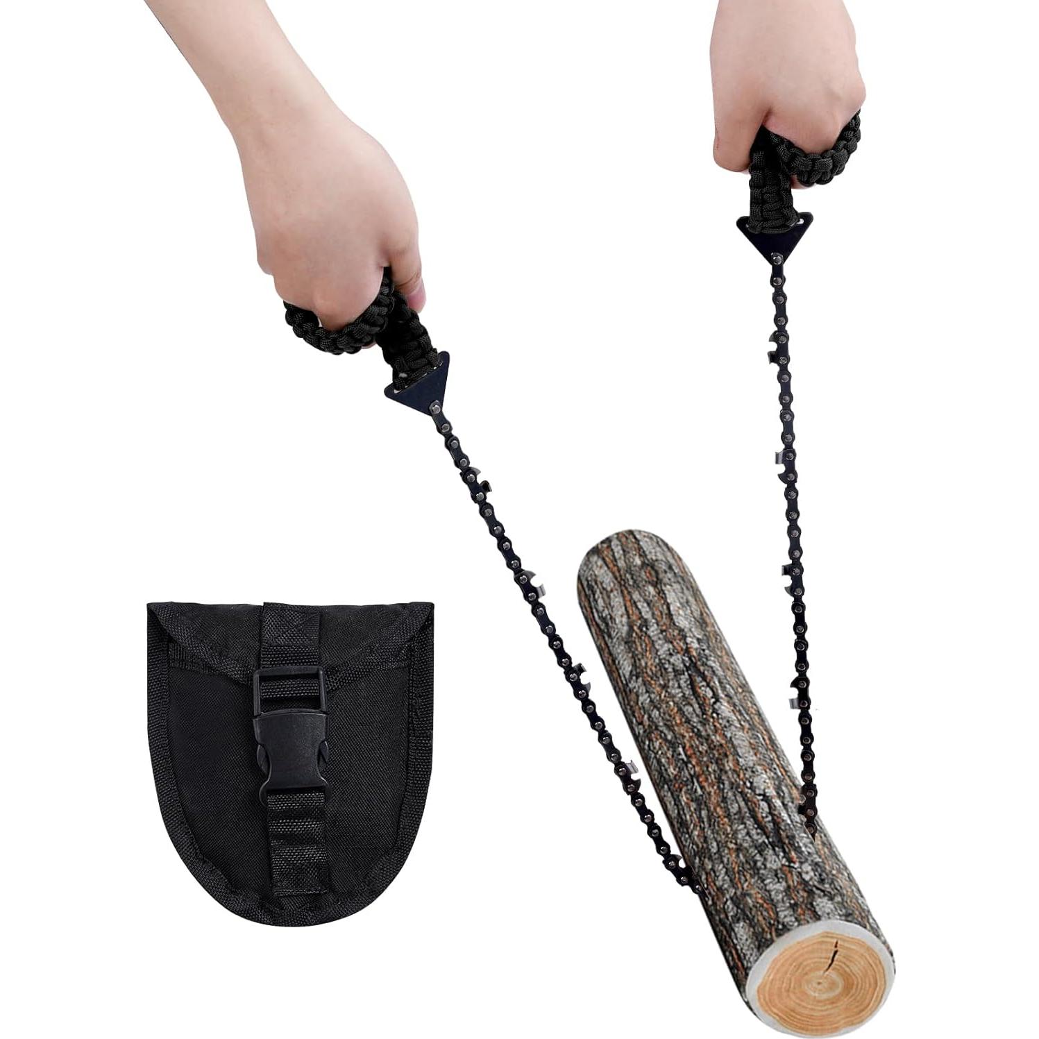 Sierra de Cadena Plegable Sucrain 61 cm Paracord Negro 11 Dientes