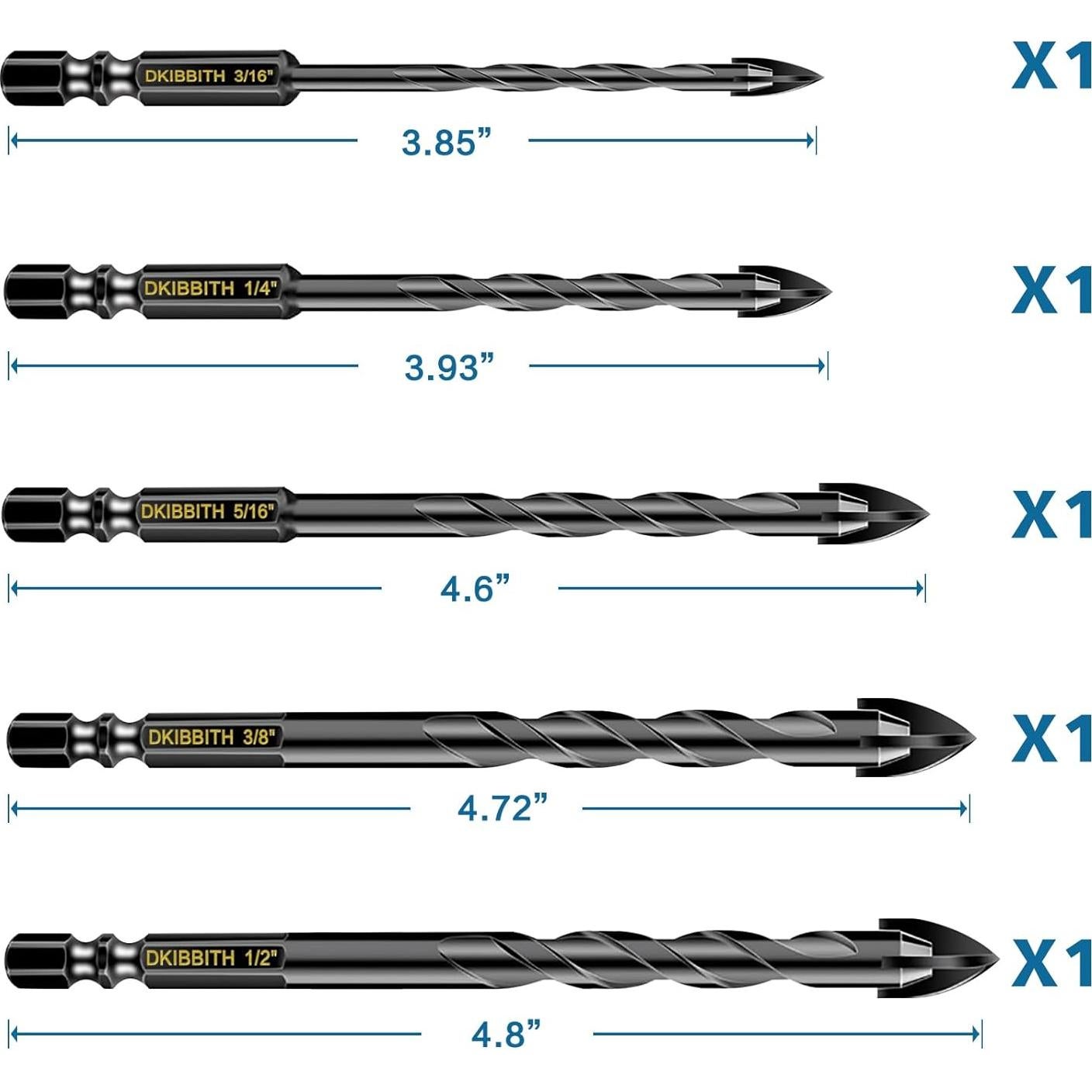 Juego de Brocas para Concreto DKIBBITH 5 Piezas 5-12mm