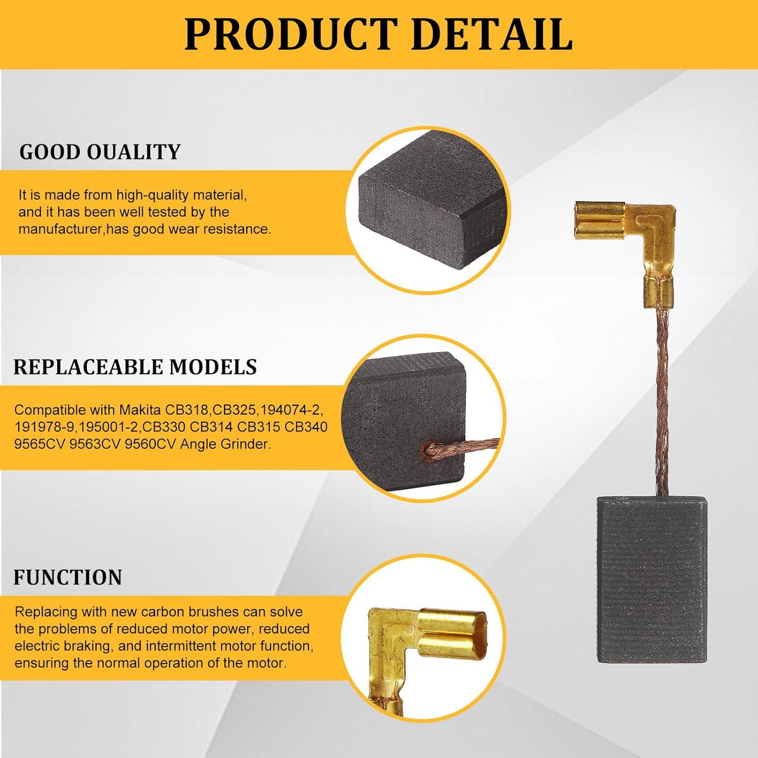 4 Cepillos de Carbón GZJoSum CB318 para Makita 9560CV 9565CV