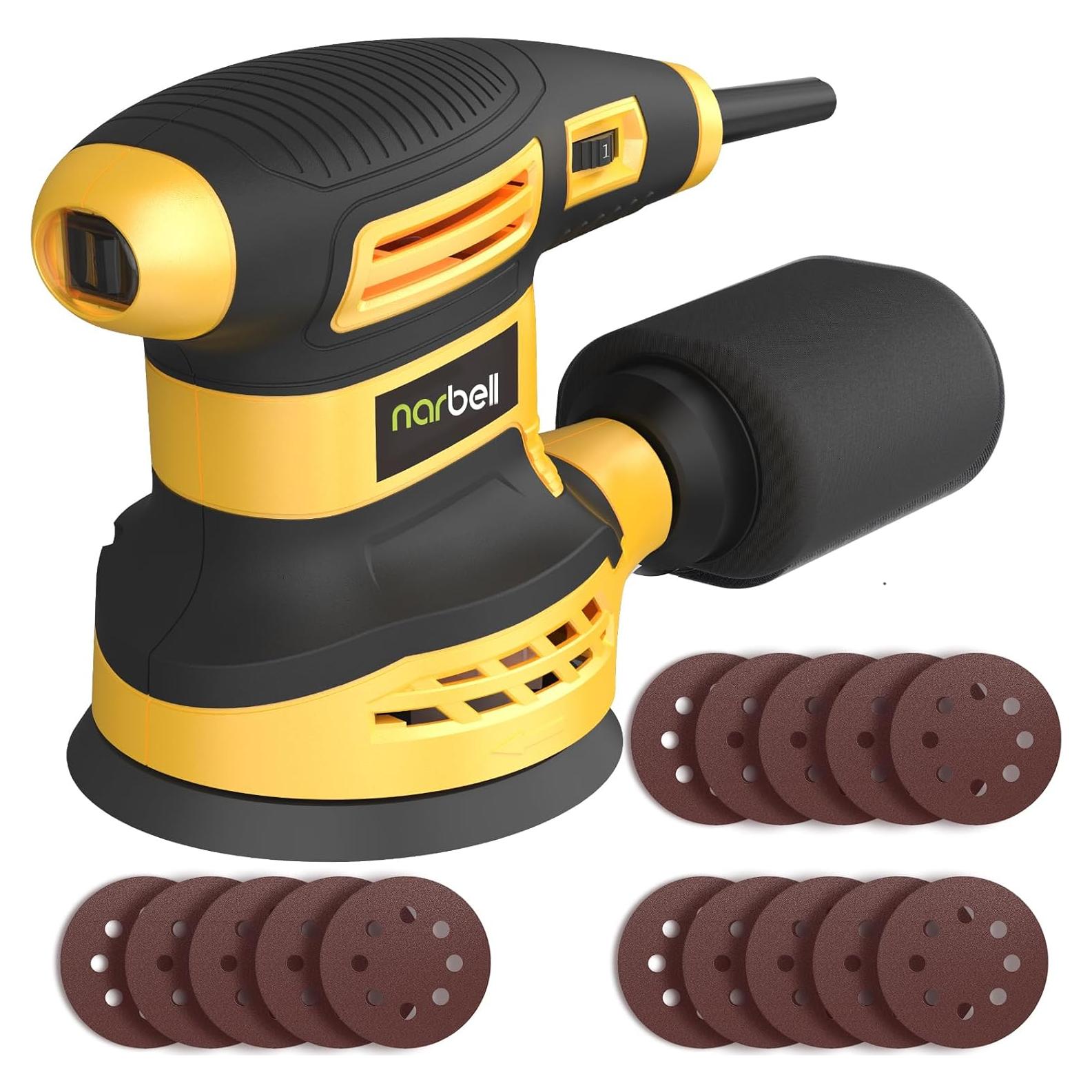 Lijadora Orbital Eléctrica Narbell 360W 14000RPM 5" Amarillo