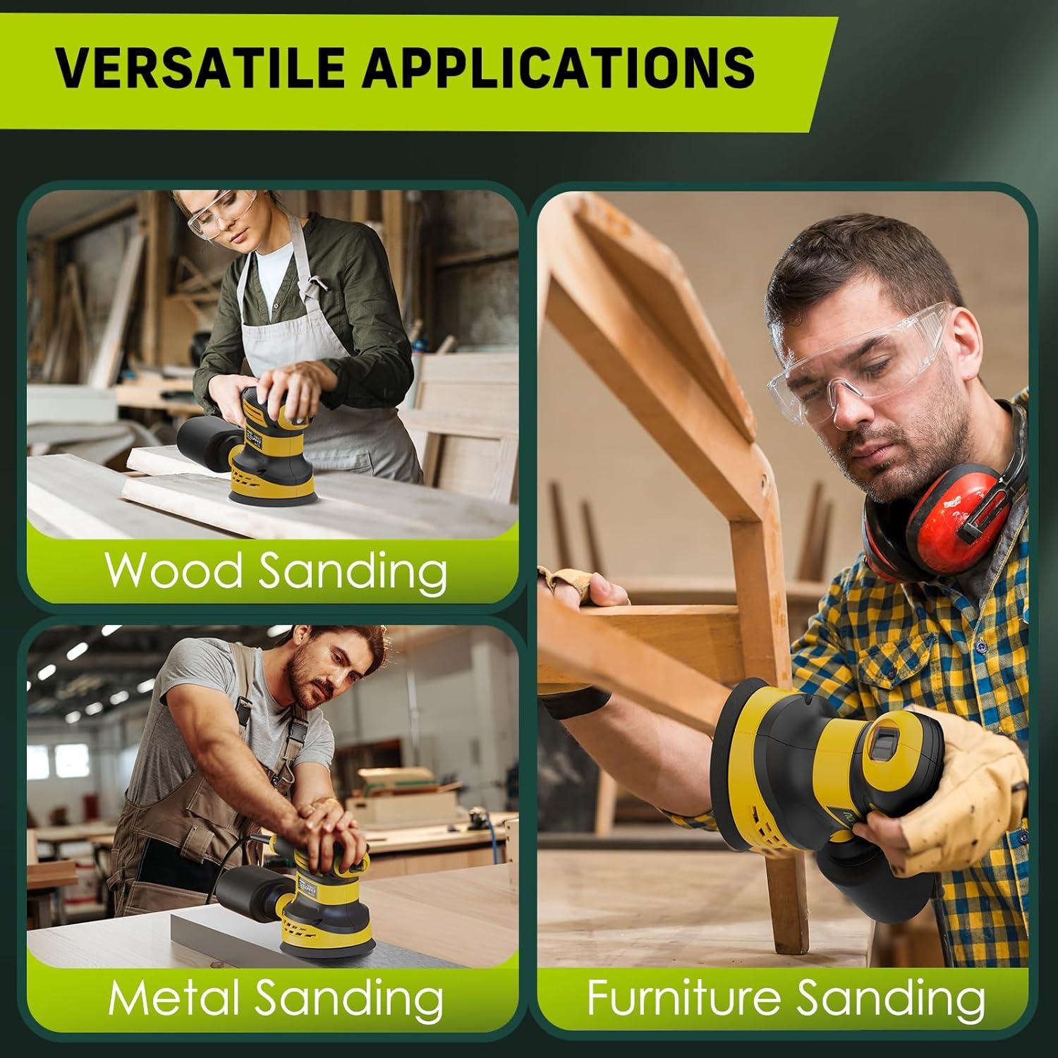 Lijadora Orbital Eléctrica Narbell 360W 14000RPM 5" Amarillo