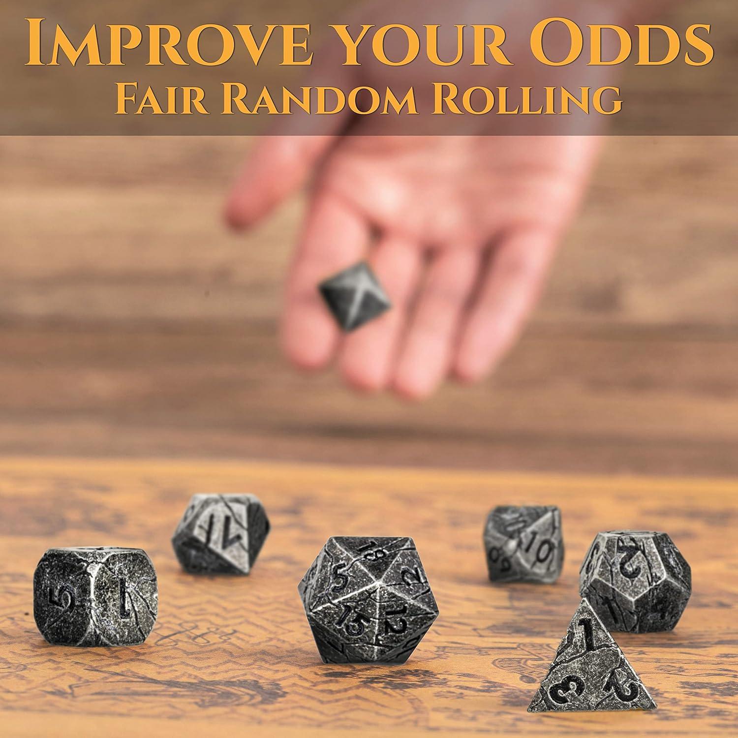 Dados de Metal Soar Forge Gris Agrietado para RPG D&D