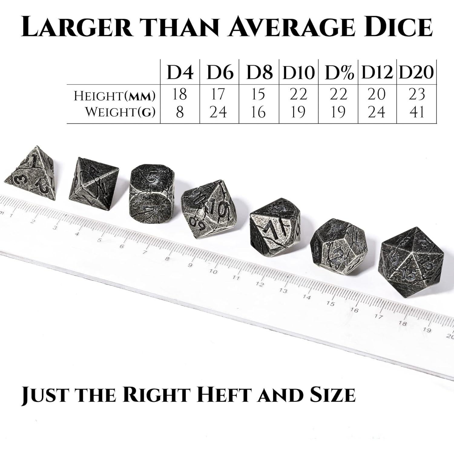 Dados de Metal Soar Forge Gris Agrietado para RPG D&D