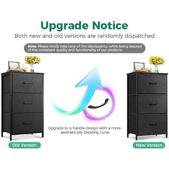AODK Dresser for Bedroom Nightstand Small Dressers Chest of Drawers End Table for Living Room, Closet Dresser with 3 Storage Drawers Organizer Clothes, Black