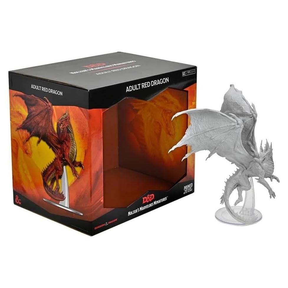 Miniatura D&D Wizkids Dragón Rojo Adulto Sin Pintar