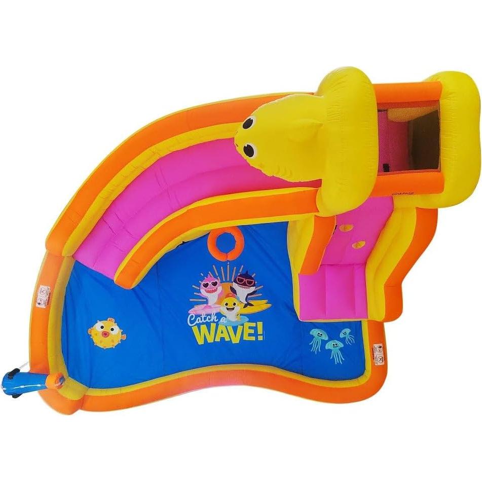 Casa de Rebote Inflable Baby Shark con Tobogán Curvo y Piscina