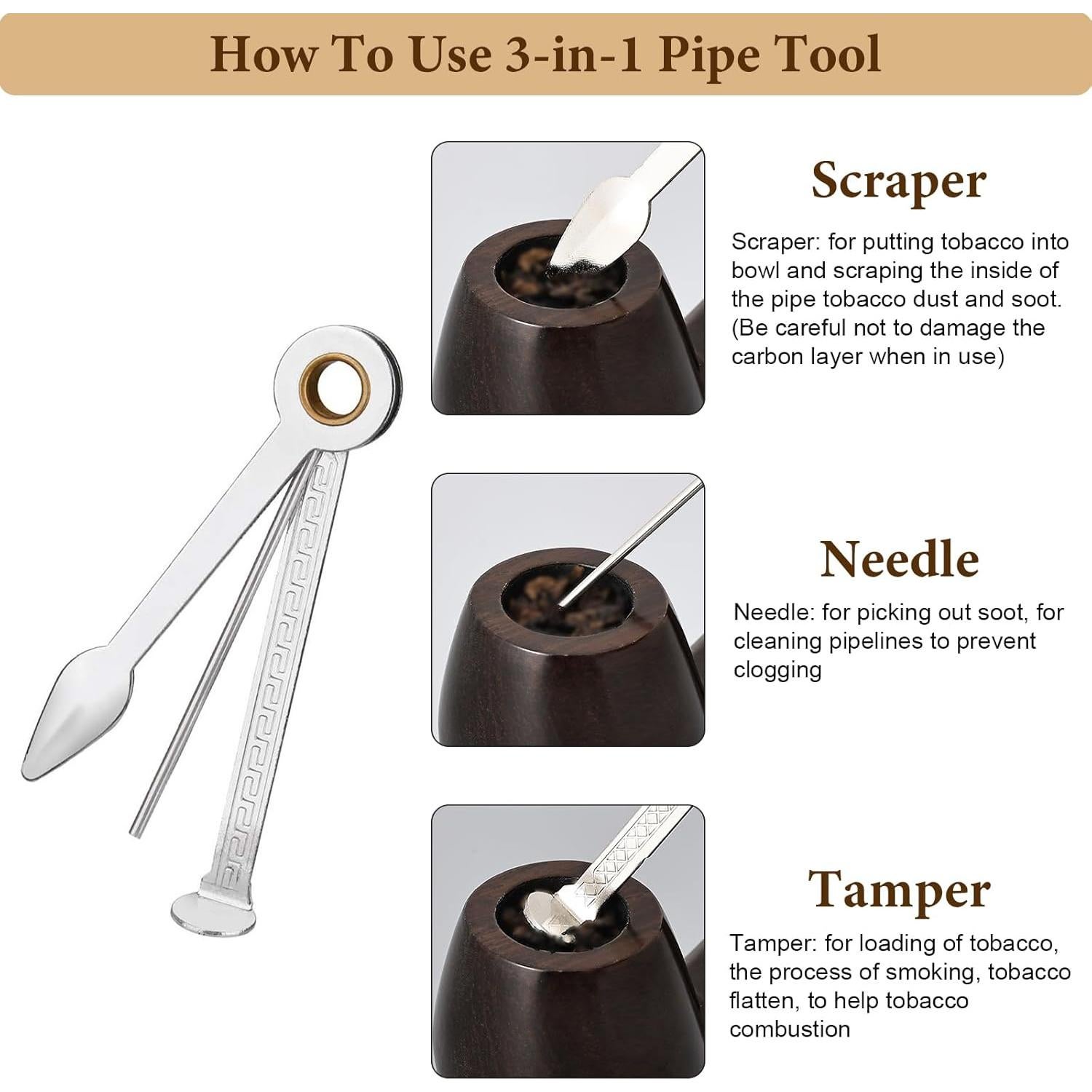 Juego de Pipas de Tabaco Joyoldelf Ébano Hecho a Mano con Accesorios