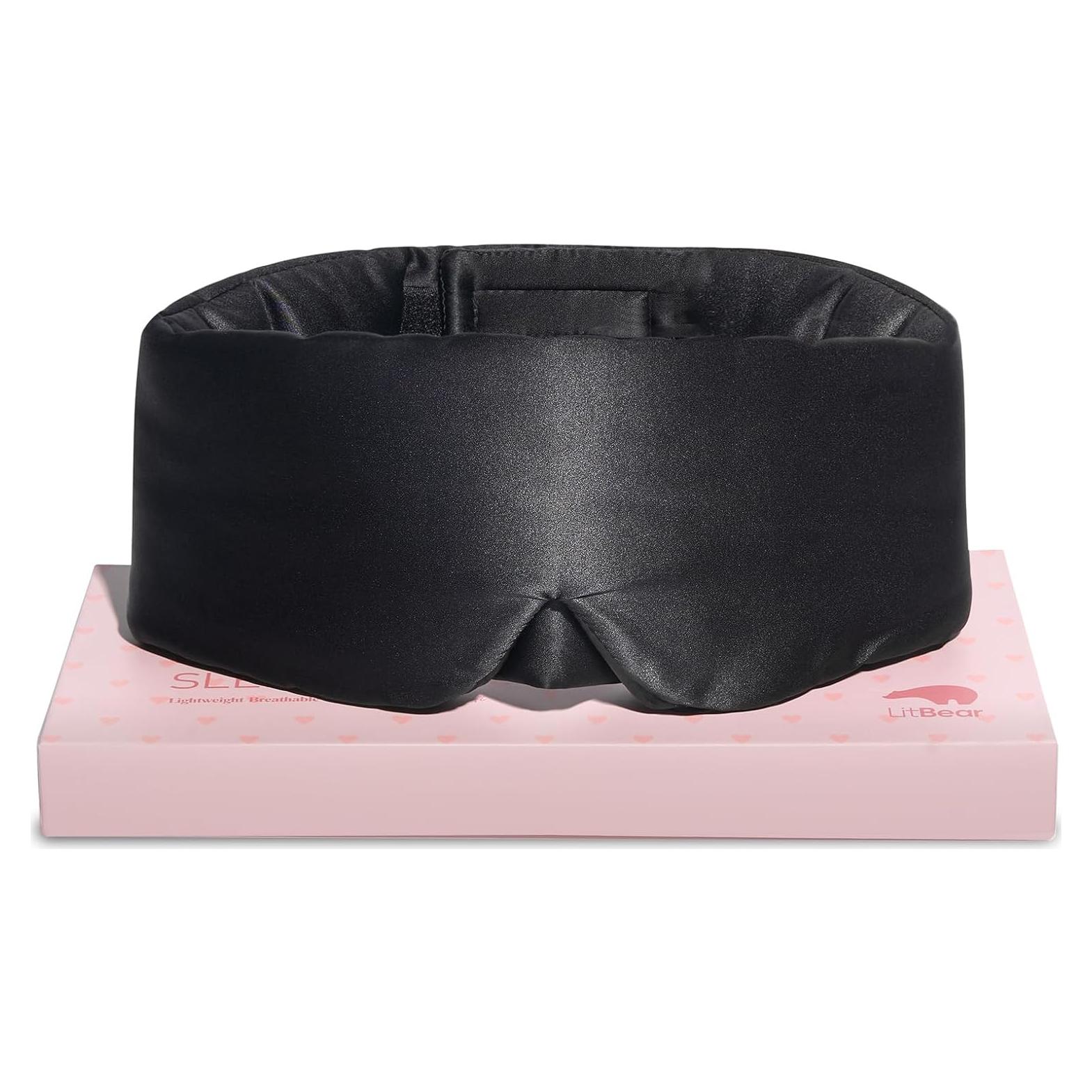 Mascarilla de Sueño de Seda LitBear Negra 22 Momme Acolchada