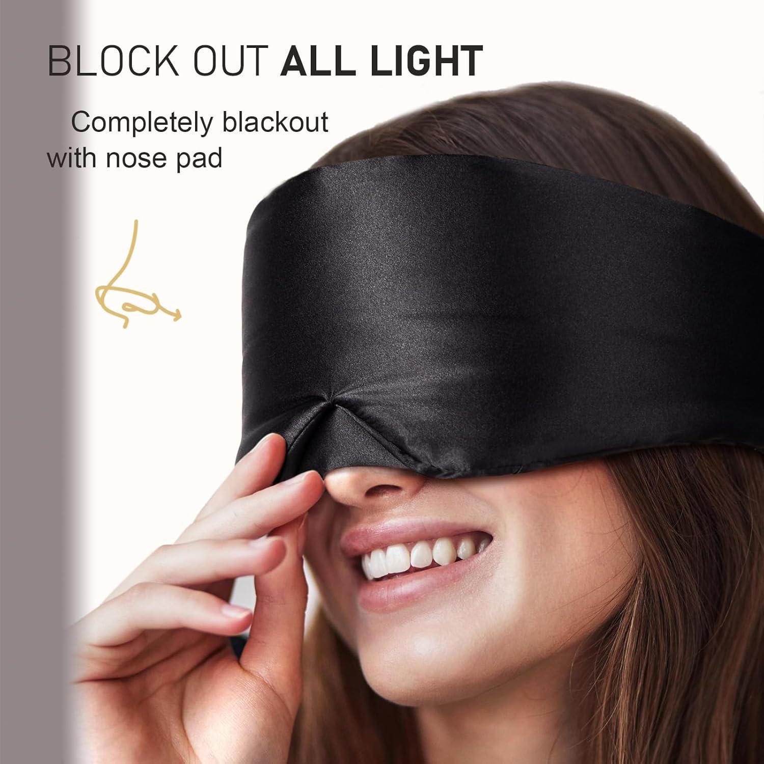 Mascarilla de Sueño de Seda LitBear Negra 22 Momme Acolchada