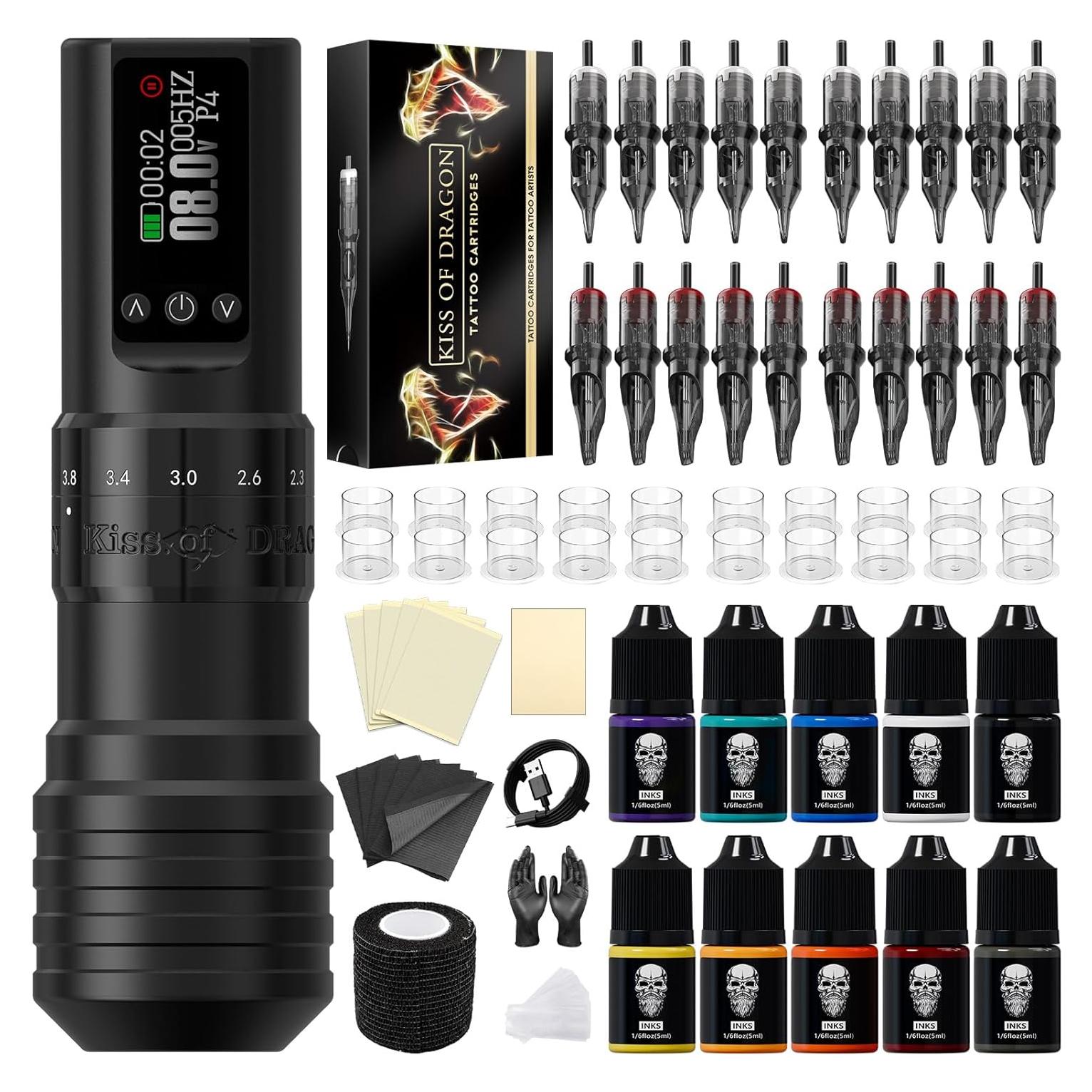 Kit de Máquina de Tatuaje Inalámbrica Kiss of Dragon V1 Completo