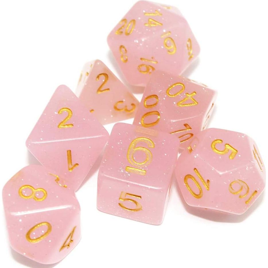 Juego de Dados RPG HD Poliedricos 7 Piezas Rosa