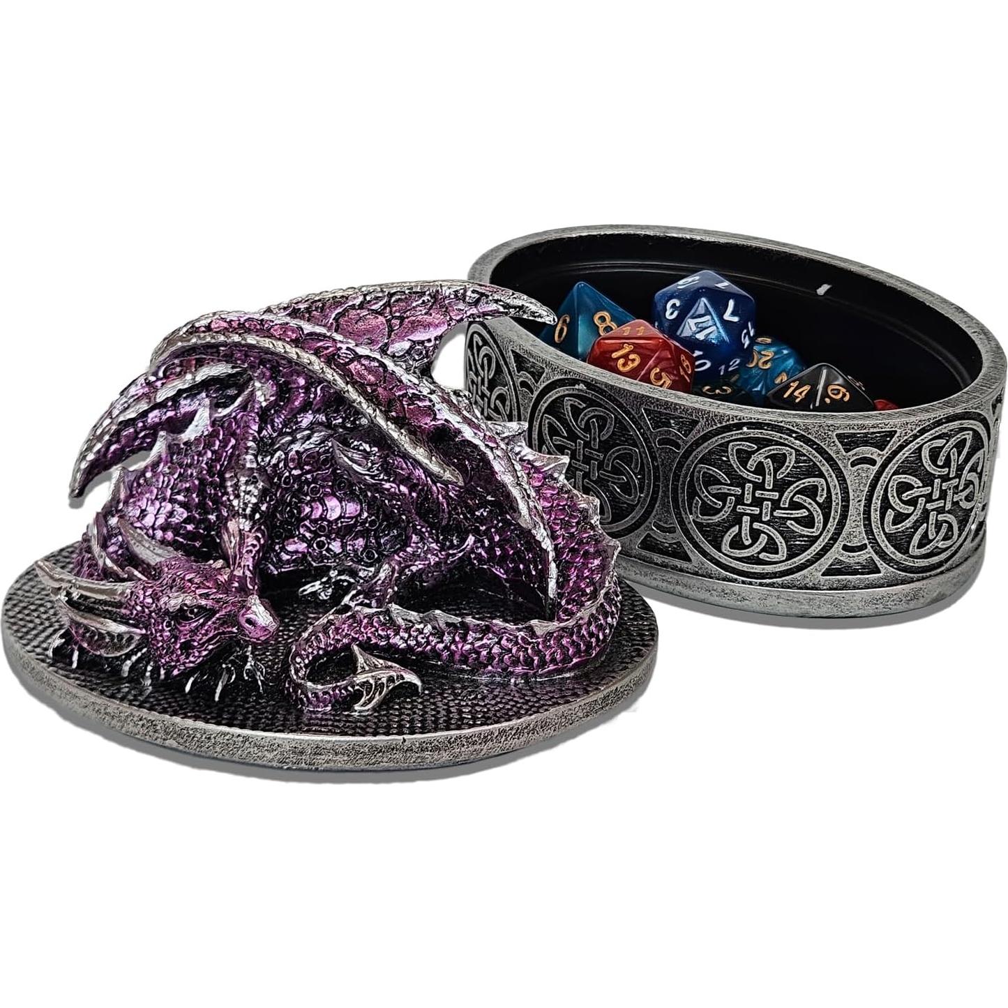 Caja de Dados Dragón MONGPIENS Púrpura Compacta para RPG