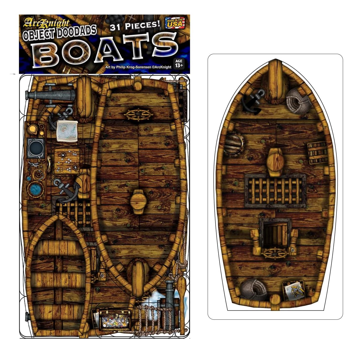 Boats - 30pc Double-Sided Boat & Terrain Pieces for Starters & Masters Alike - Roleplaying Objects for Dungeons & Dragons - Immersive Map Accessories for DND 5E, Pathfinder & Warhammer RPGs