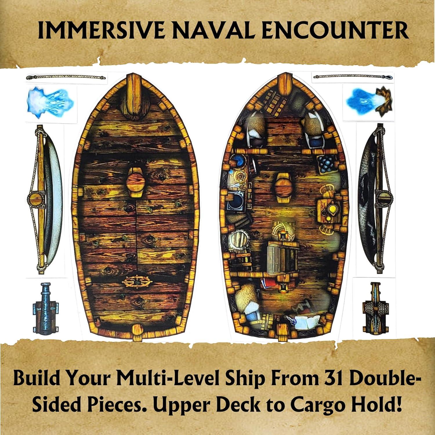 Boats - 30pc Double-Sided Boat & Terrain Pieces for Starters & Masters Alike - Roleplaying Objects for Dungeons & Dragons - Immersive Map Accessories for DND 5E, Pathfinder & Warhammer RPGs