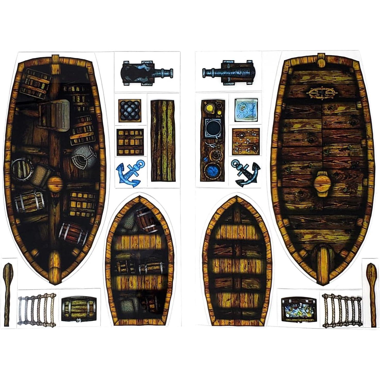 Boats - 30pc Double-Sided Boat & Terrain Pieces for Starters & Masters Alike - Roleplaying Objects for Dungeons & Dragons - Immersive Map Accessories for DND 5E, Pathfinder & Warhammer RPGs