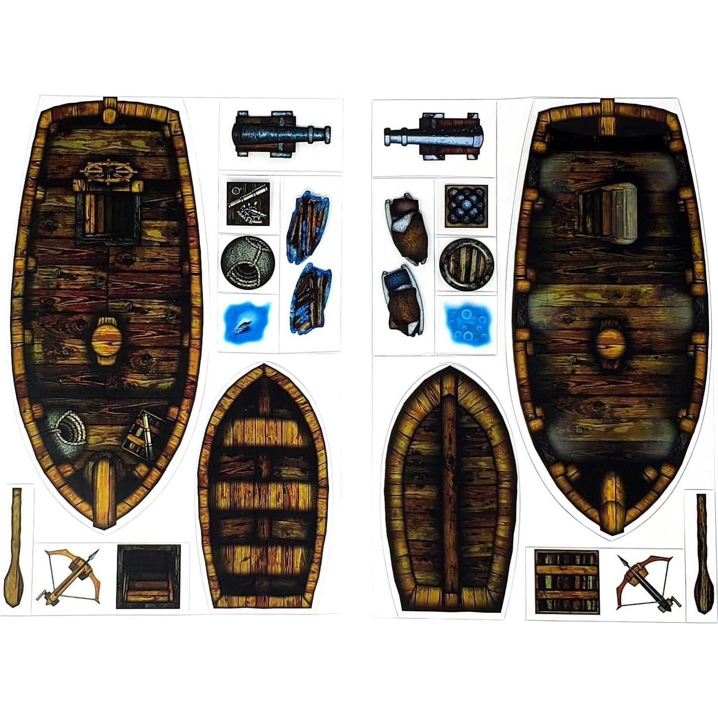 Boats - 30pc Double-Sided Boat & Terrain Pieces for Starters & Masters Alike - Roleplaying Objects for Dungeons & Dragons - Immersive Map Accessories for DND 5E, Pathfinder & Warhammer RPGs