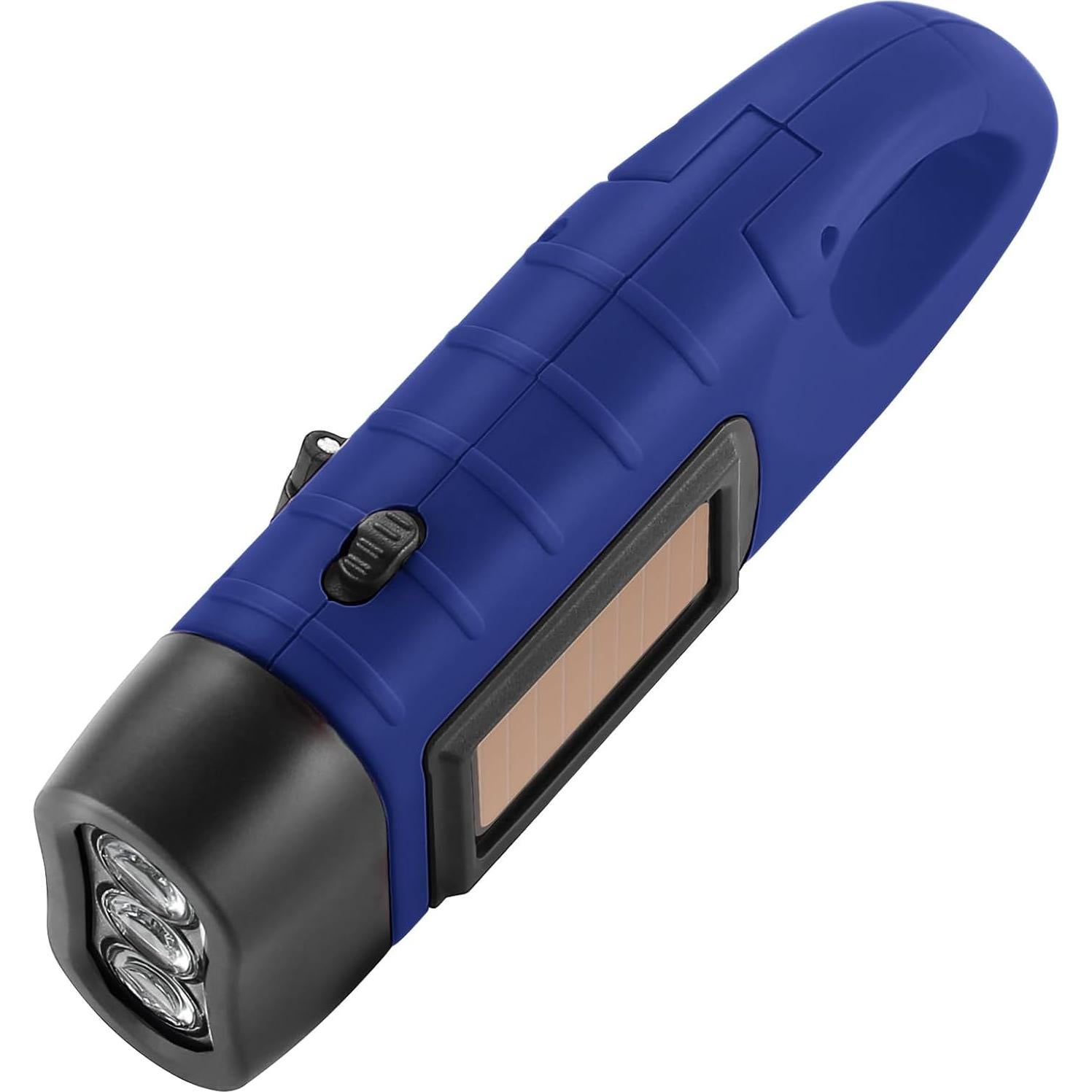 Simpeak 2-Pack Hand Crank Solar Powered LED Flashlight, Emergency Survival Flashlight with Dynamo Torch for Outdoor Sports (Blue)