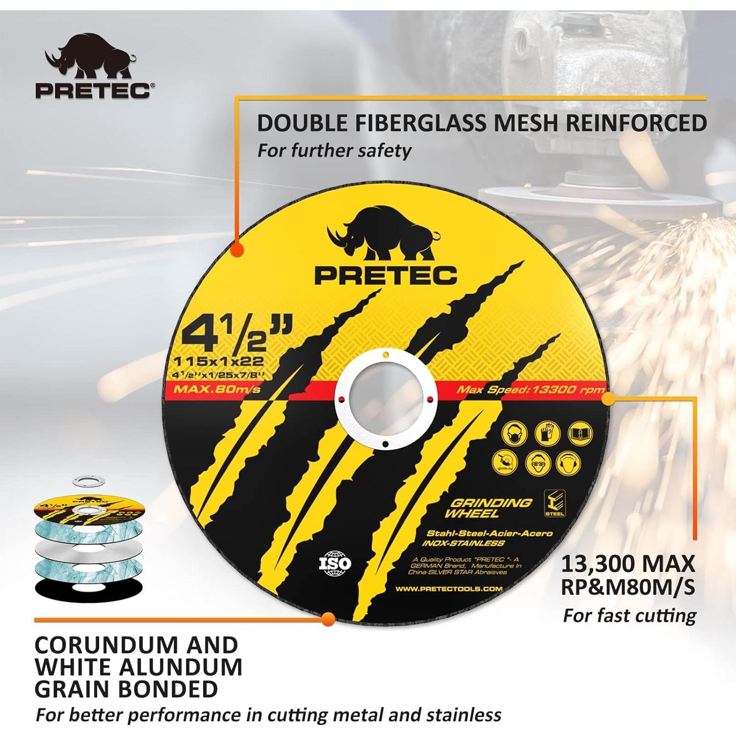 Discos de Corte 115mm PRETEC - 27 Unidades, 1.2mm Grosor