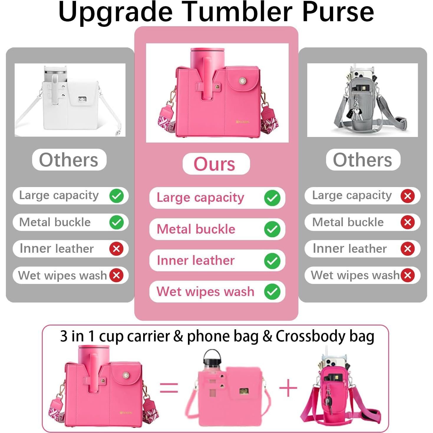 Bolso de soporte para copa Stanley Kitylemo 40oz Rosa