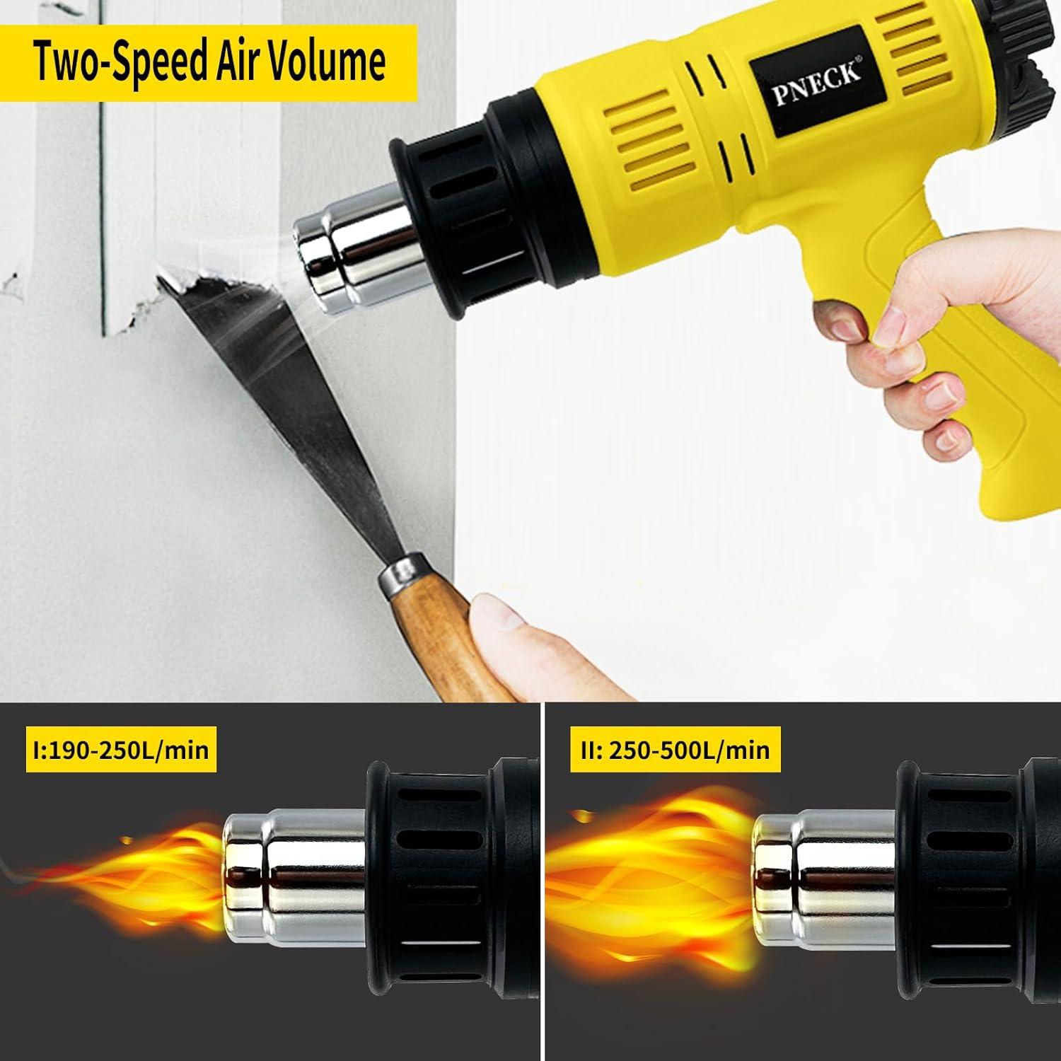 Pistola de Calor PNECK 2000W 60-650°C 2 Velocidades con 4 Boquillas