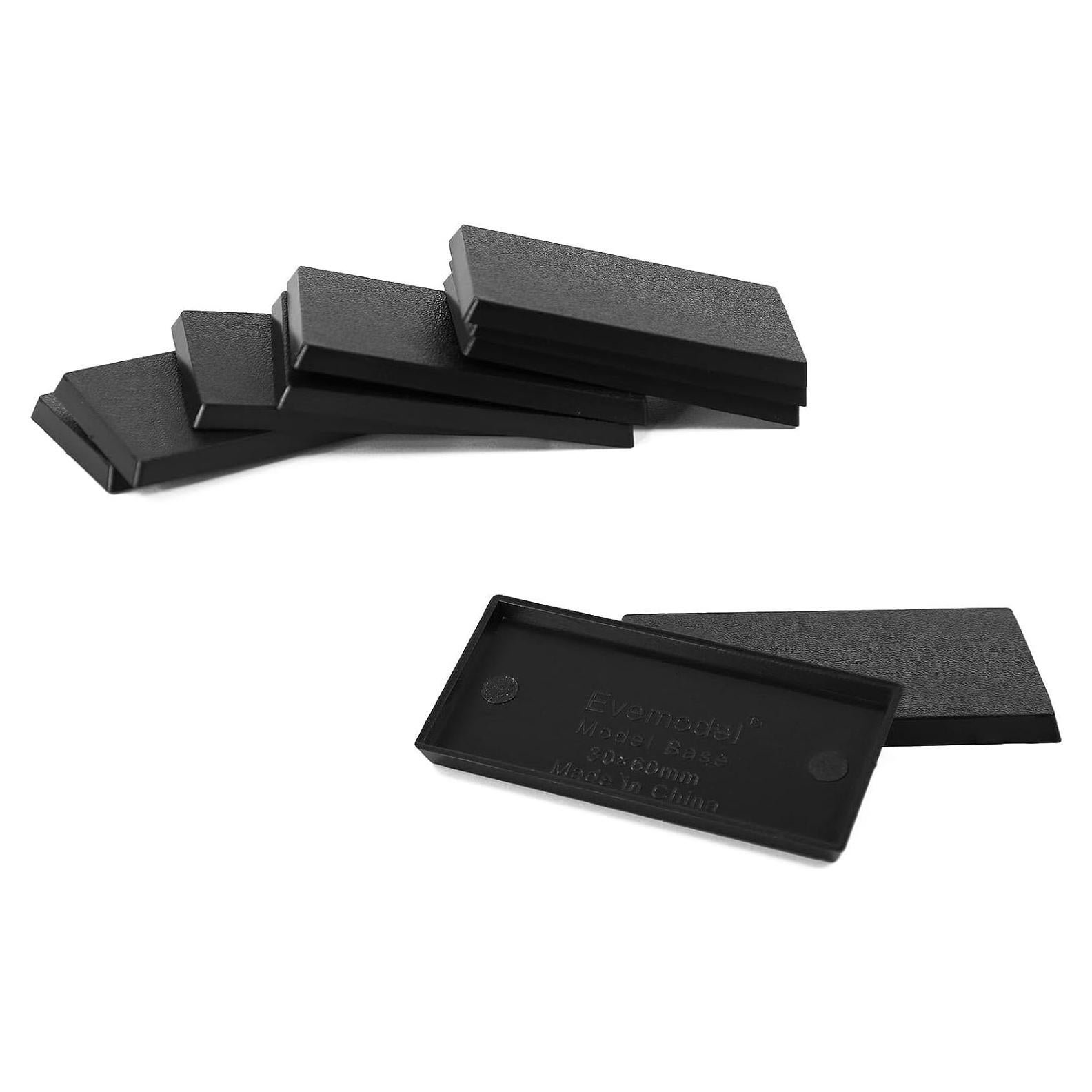Bases de Modelo Rectangulares Evemodel Plástico Negro 30x60mm 20pzs