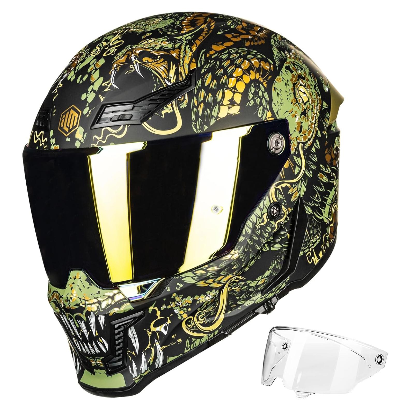 Casco de Moto ILM MF509 Doble Visor Oro Mitológico M