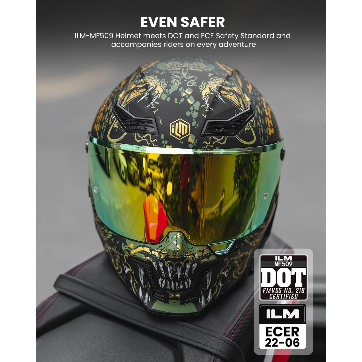 Casco de Moto ILM MF509 Doble Visor Oro Mitológico M