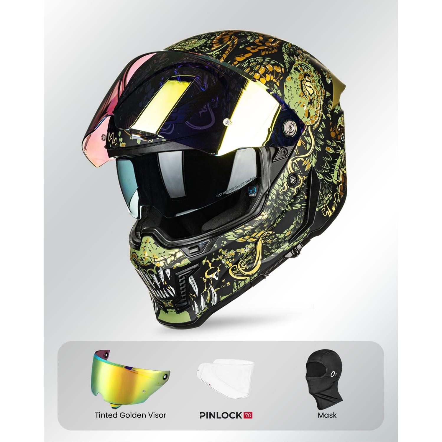 Casco de Moto ILM MF509 Doble Visor Oro Mitológico M