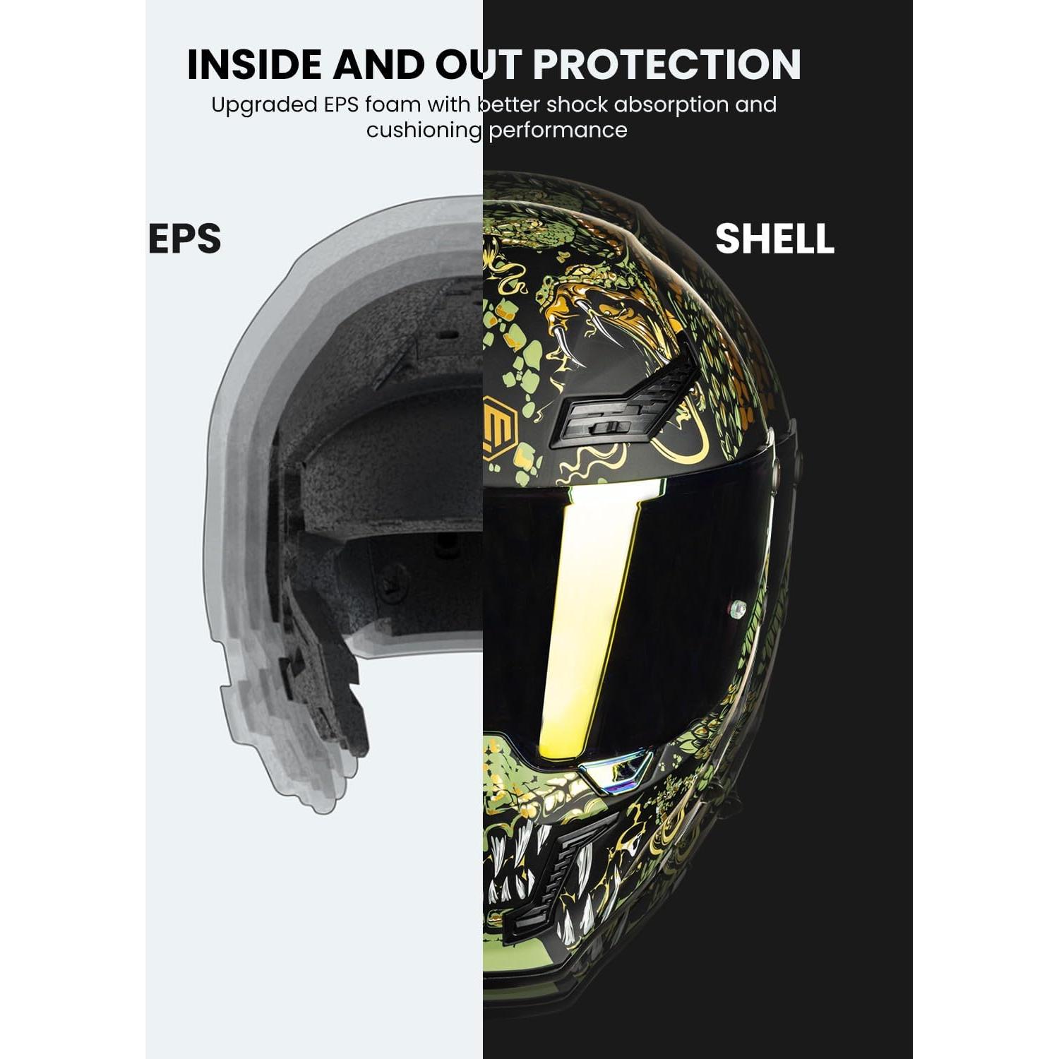 Casco de Moto ILM MF509 Doble Visor Oro Mitológico M