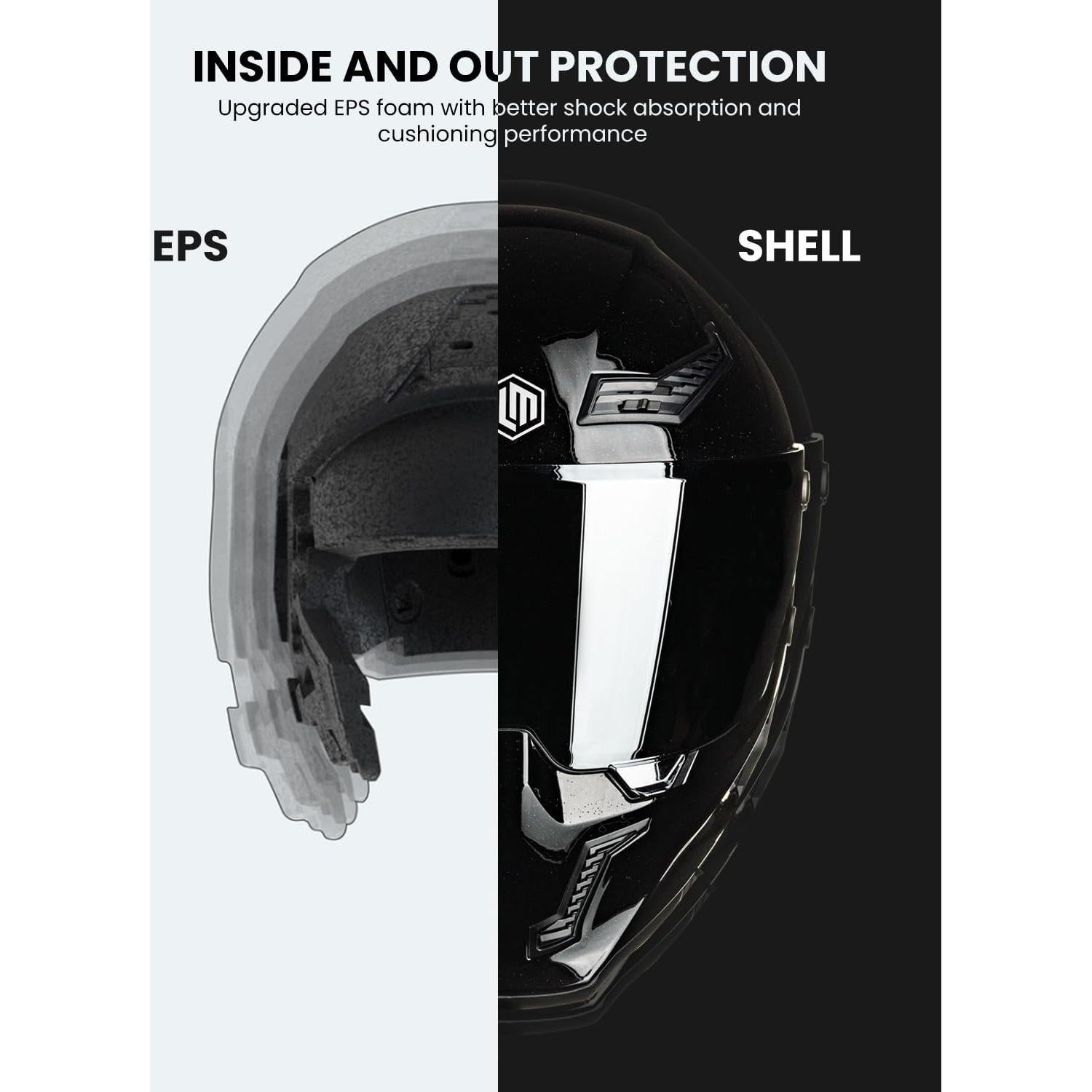 Casco de Moto ILM MF509 Doble Visor Negro Brillante 2XL