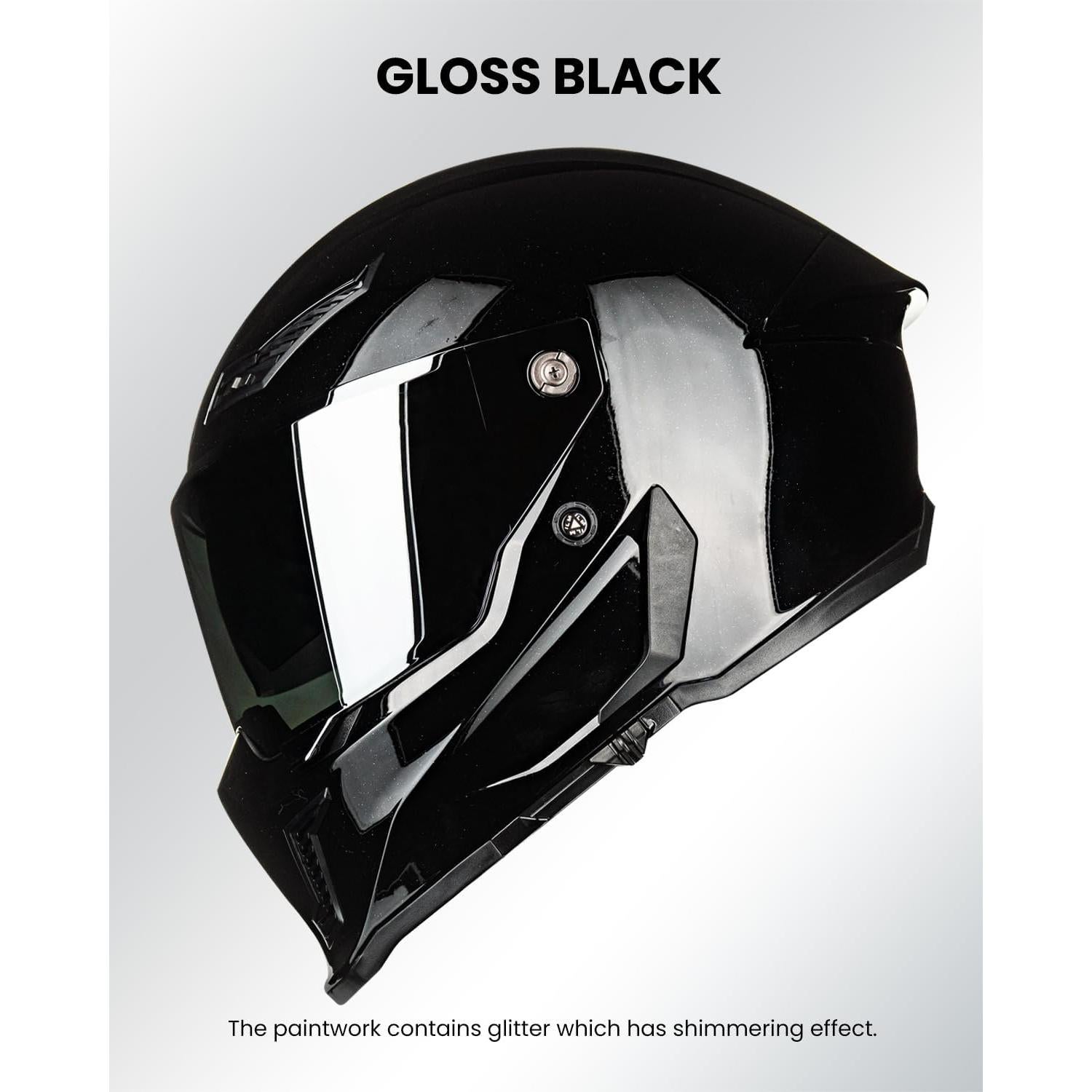 Casco de Moto ILM MF509 Doble Visor Negro Brillante 2XL