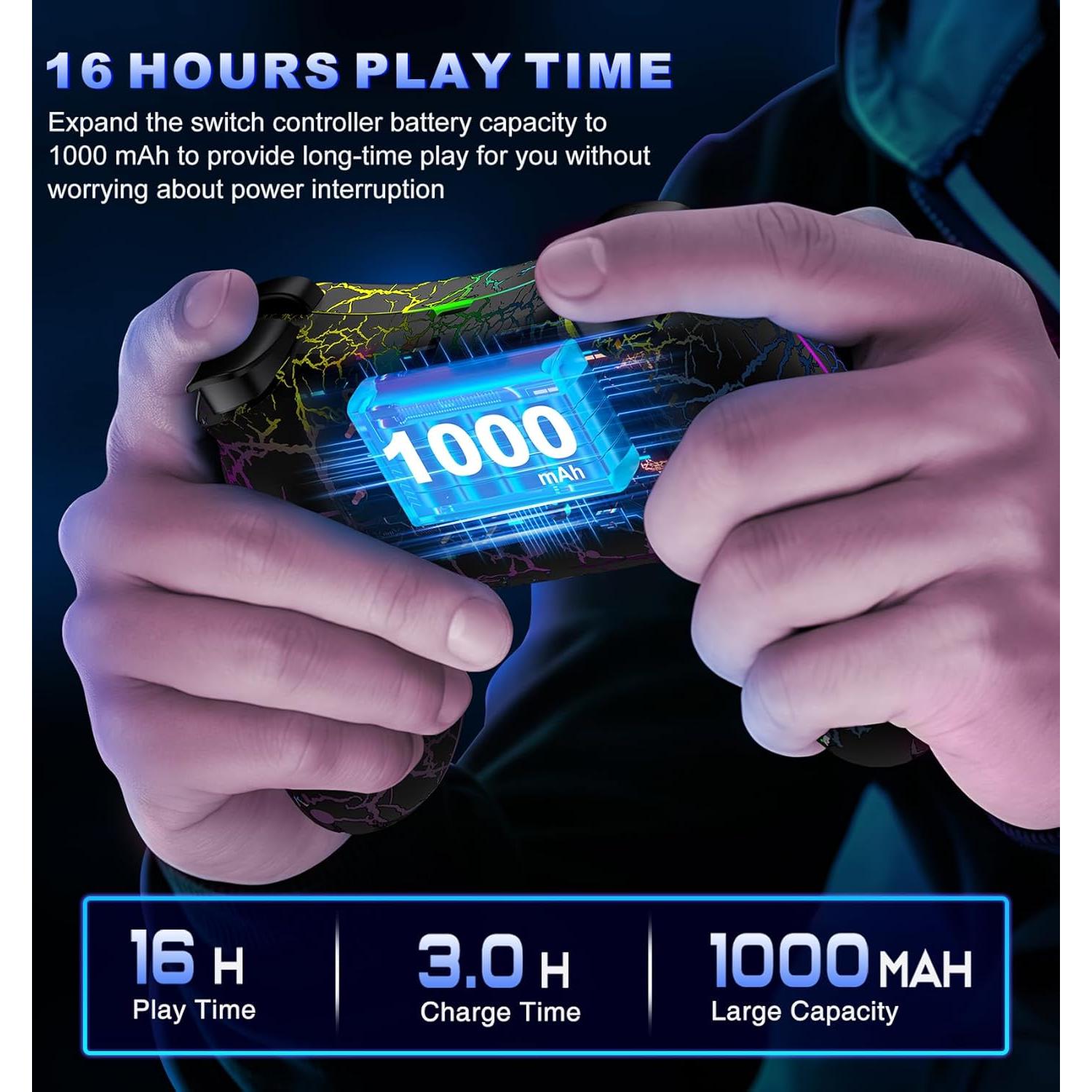 Controlador Pro Inalámbrico Gammeefy para Nintendo Switch - LED 9 Colores