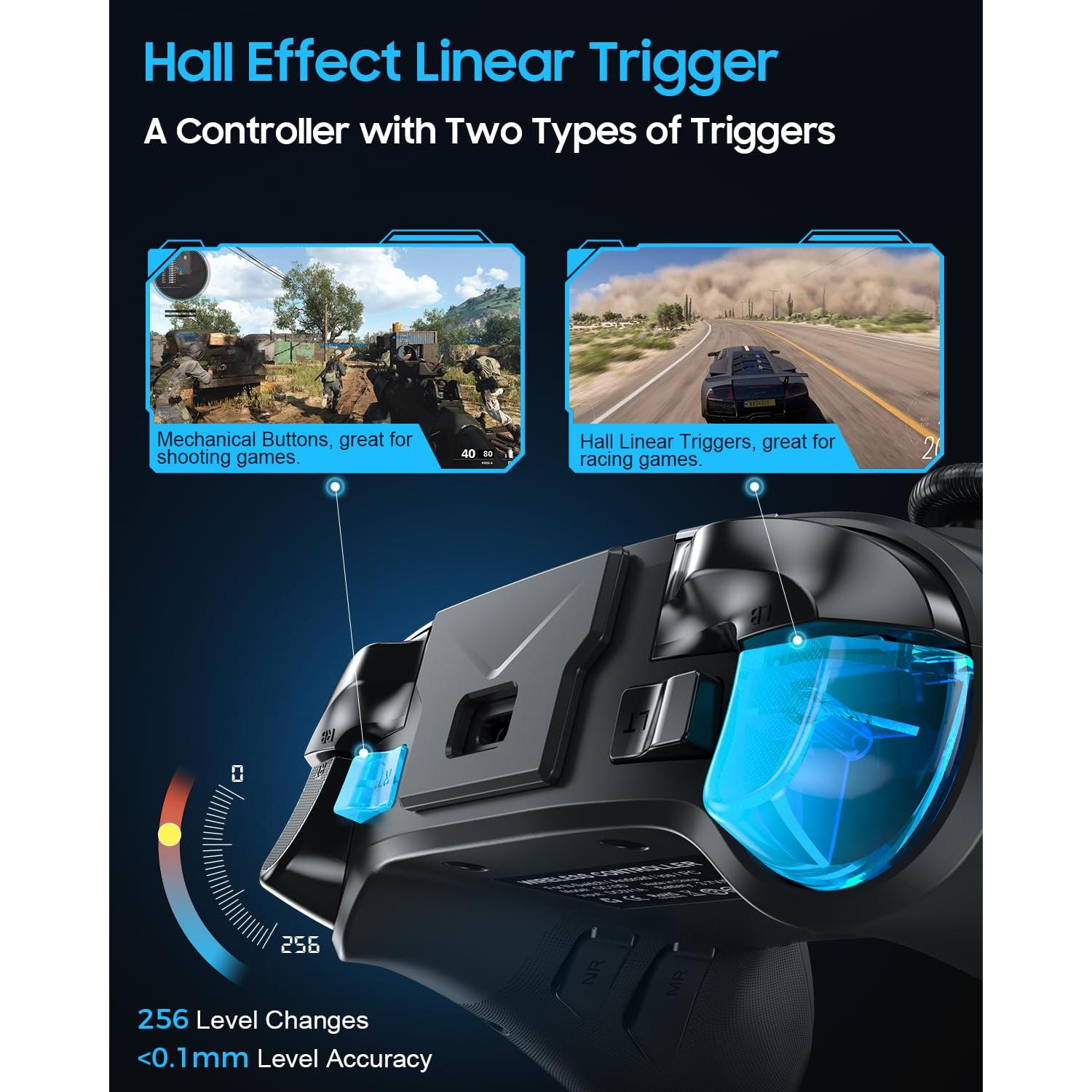 Controlador Inalámbrico Bluetooth YIONON con Efecto Hall y Joysticks