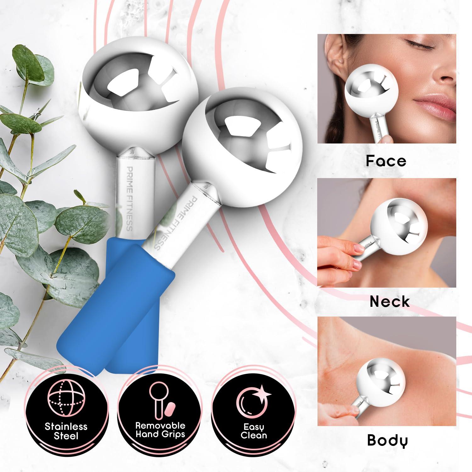 Esferas de Hielo para Faciales PRIME FITNESS - Rodillo Frío Acero Inquebrantable