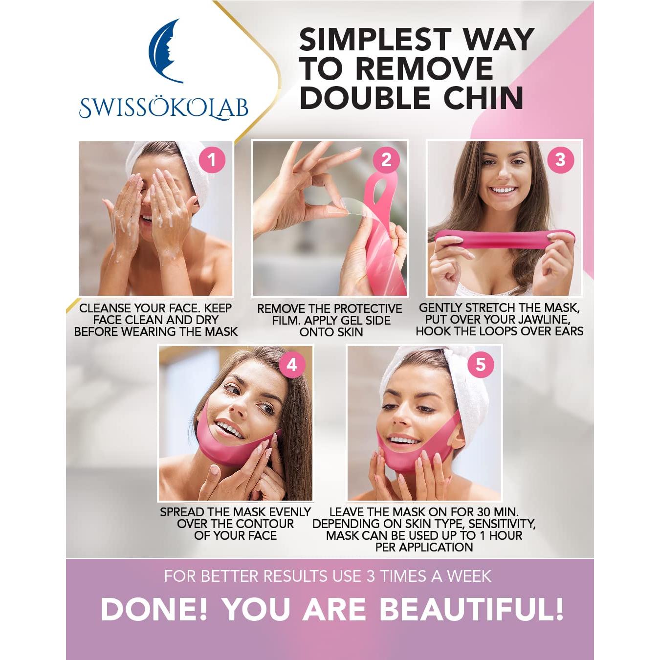 Máscara Facial Elevadora V-Swissokolab 5 Pcs Reafirmante