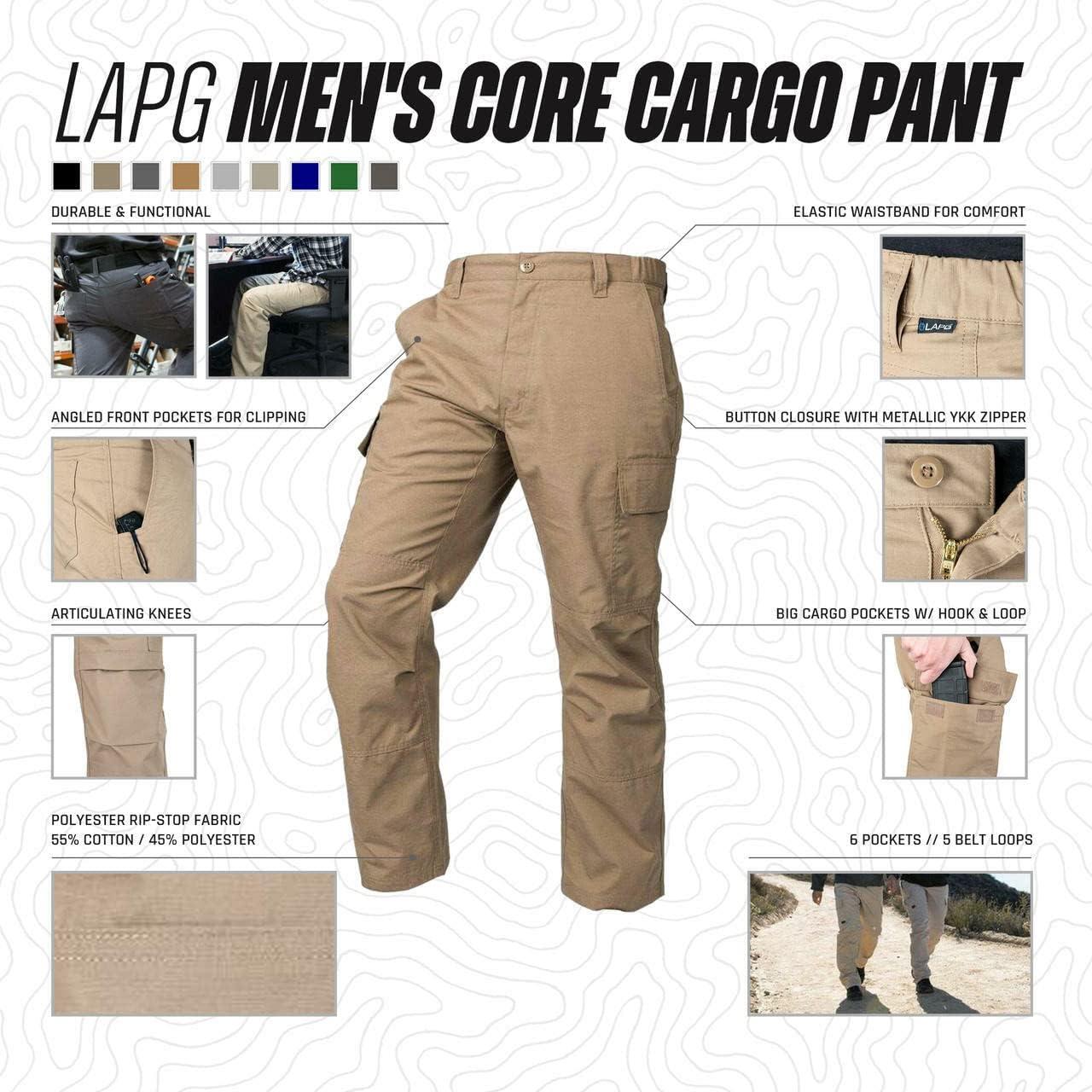 Pantalones Tácticos Cargo Core LAPG para Hombre, Gris, 28W x 30L