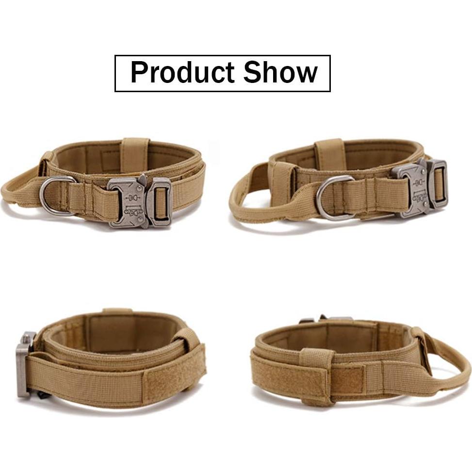 Collar y Correa Táctica para Perros Xqpetlihai Marrón Grande