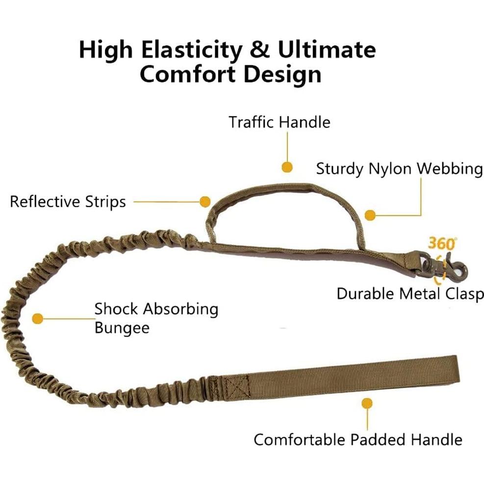 Collar y Correa Táctica para Perros Xqpetlihai Marrón Grande