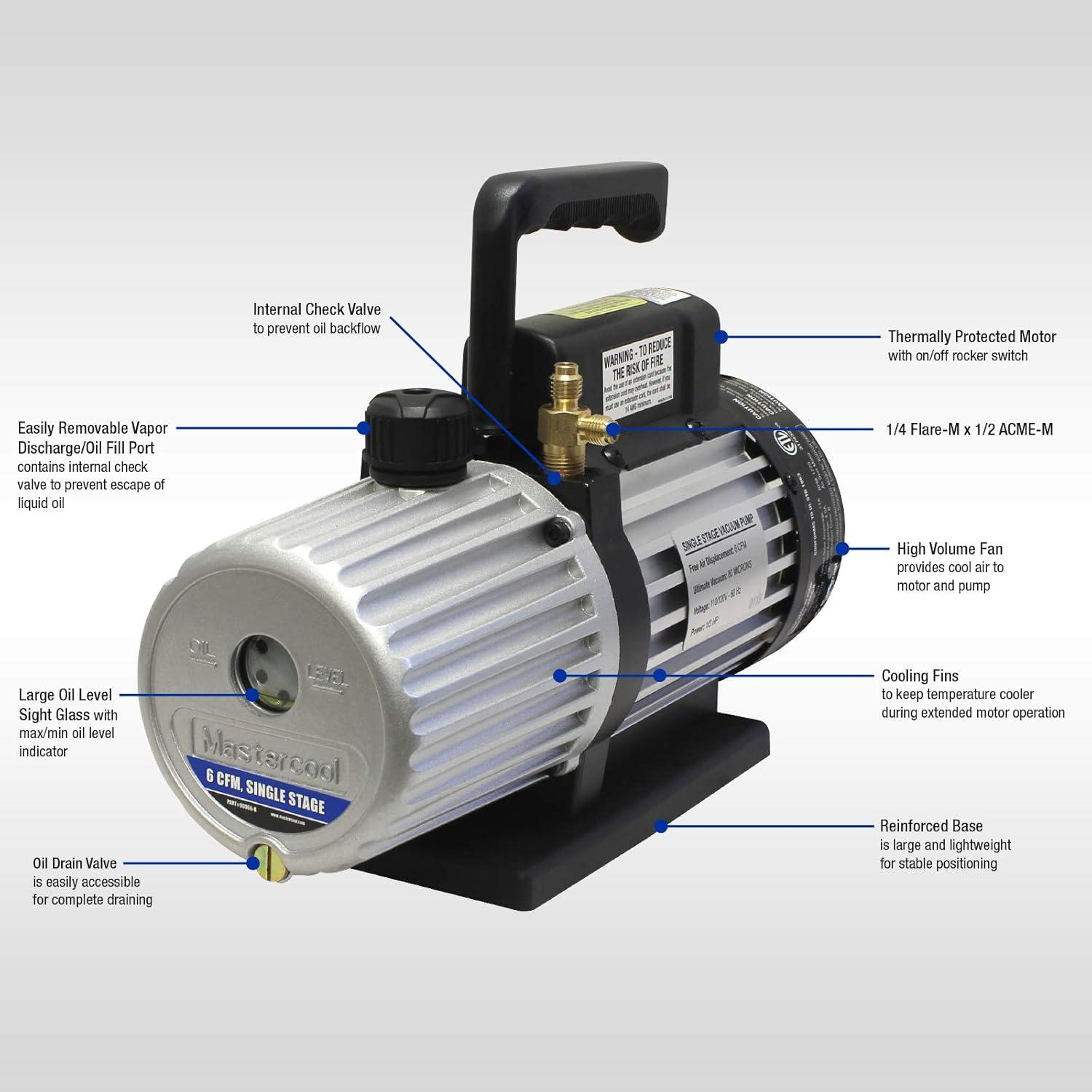Bomba de Vacío Mastercool 6 CFM 90066-B 1/3 HP