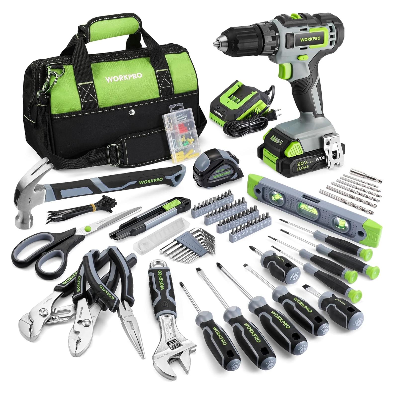 Conjunto de Herramientas Workpro 157 Piezas con Taladro 20V