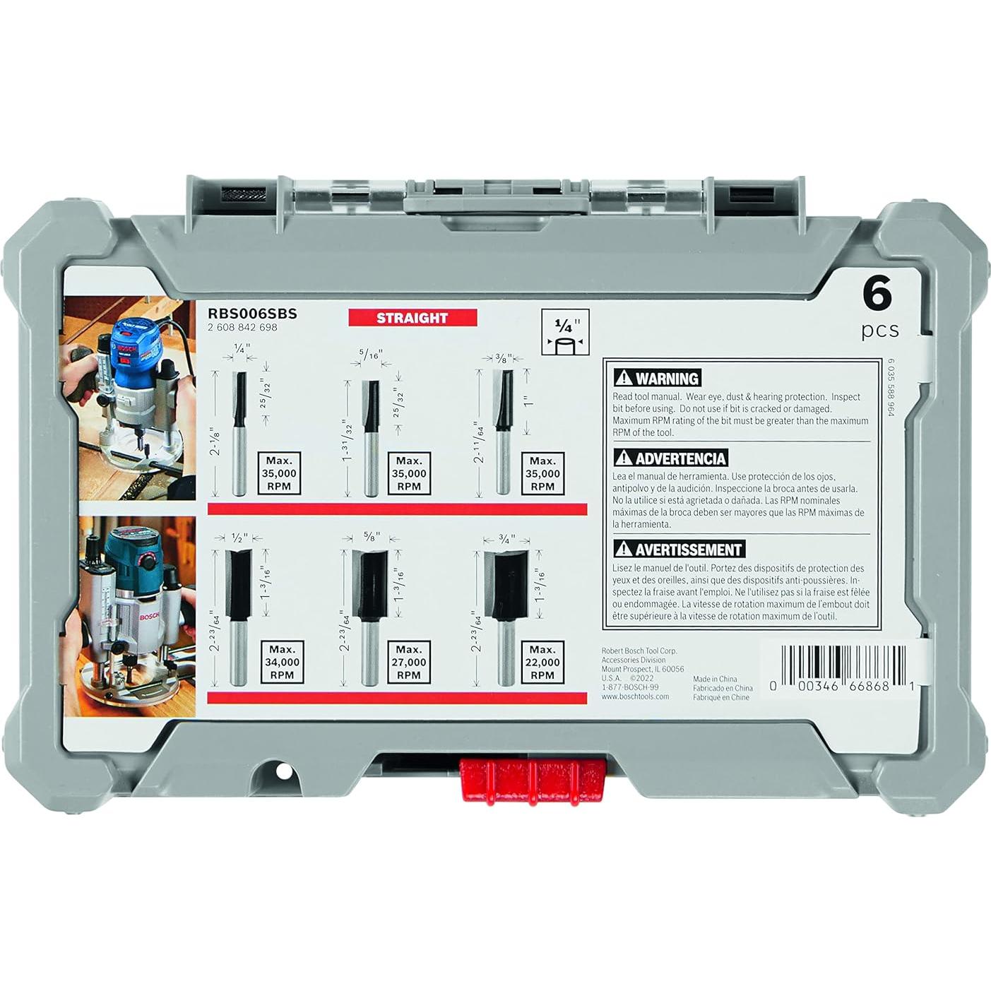 Juego de 6 Fresas de Ranura BOSCH RBS006SBS Punta Carburo