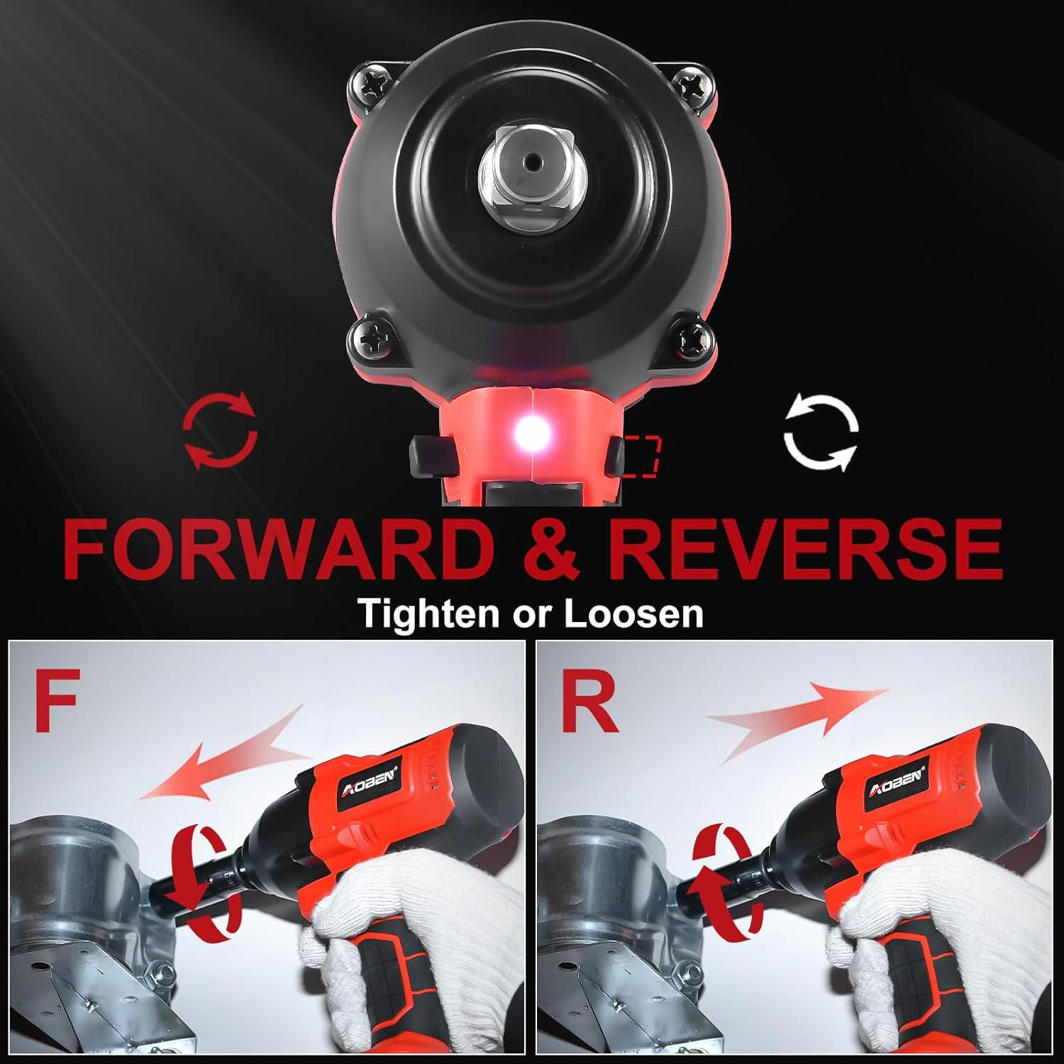 Llave de Impacto Inalámbrica AOBEN 1/2" 600N.m con Batería 4.0Ah