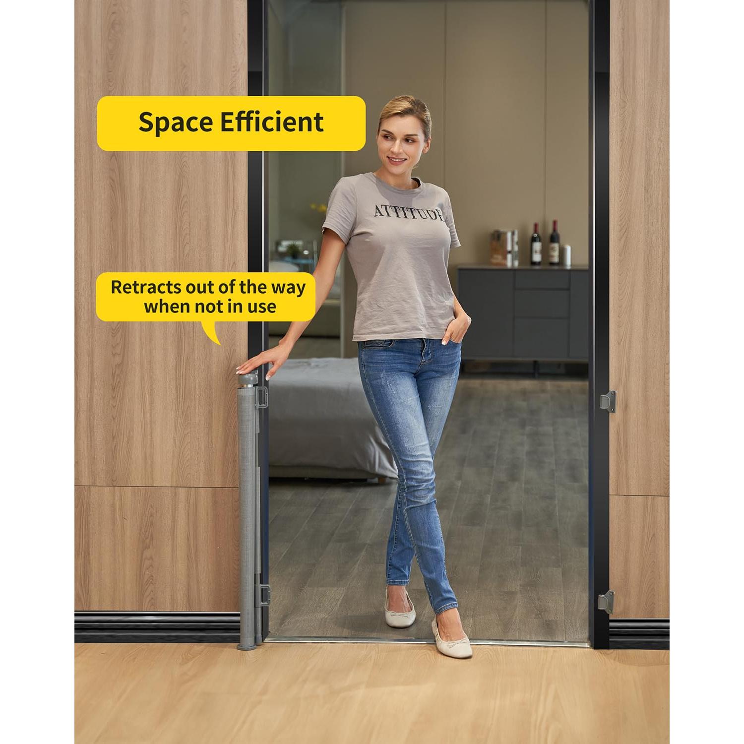 Puerta Retráctil para Bebés Dearlov 83.82x139.7 cm Gris