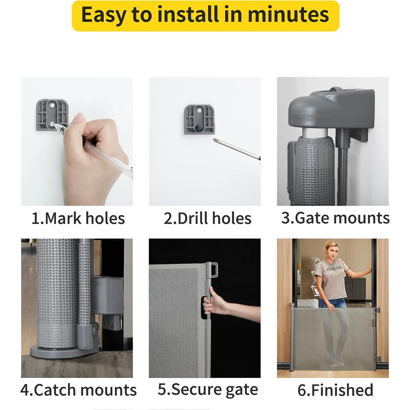 Puerta Retráctil para Bebés Dearlov 83.82x139.7 cm Gris