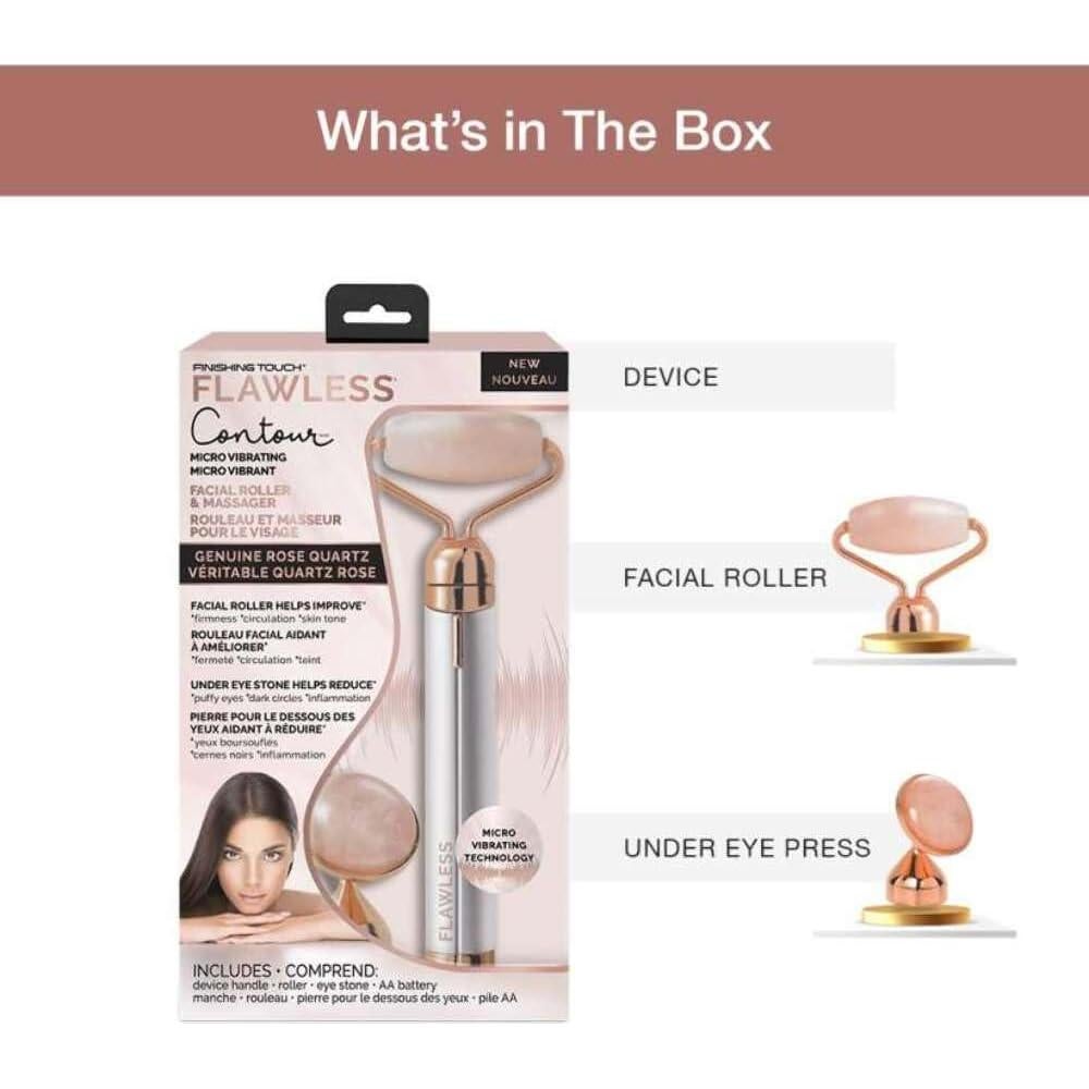 Rodillo Facial Vibrante Finishing Touch Flawless Contour Cuarzo Rosa