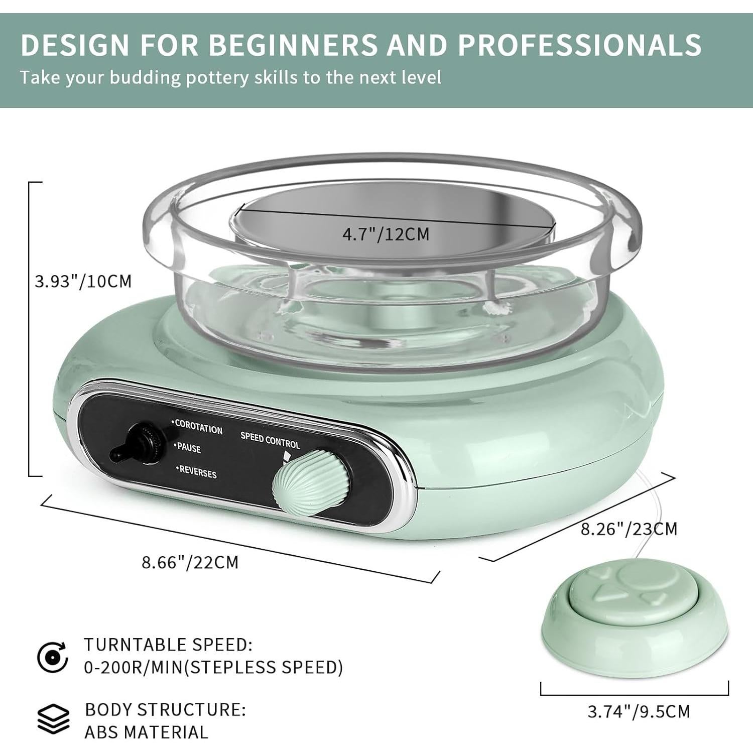 Mini Pottery Wheel Kit - 4.7" Pottery Wheel for Beginners, with Pottery Tools and Art Supplies, Detachable Turntable, Crafts for Home DIY, Ceramic Work & Art Creation(Green)