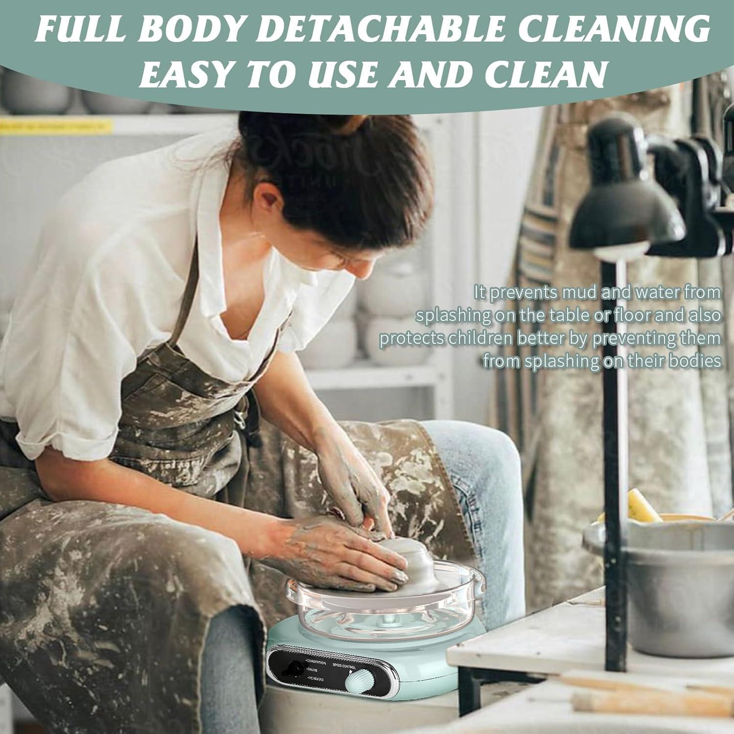 Mini Pottery Wheel Kit - 4.7" Pottery Wheel for Beginners, with Pottery Tools and Art Supplies, Detachable Turntable, Crafts for Home DIY, Ceramic Work & Art Creation(Green)